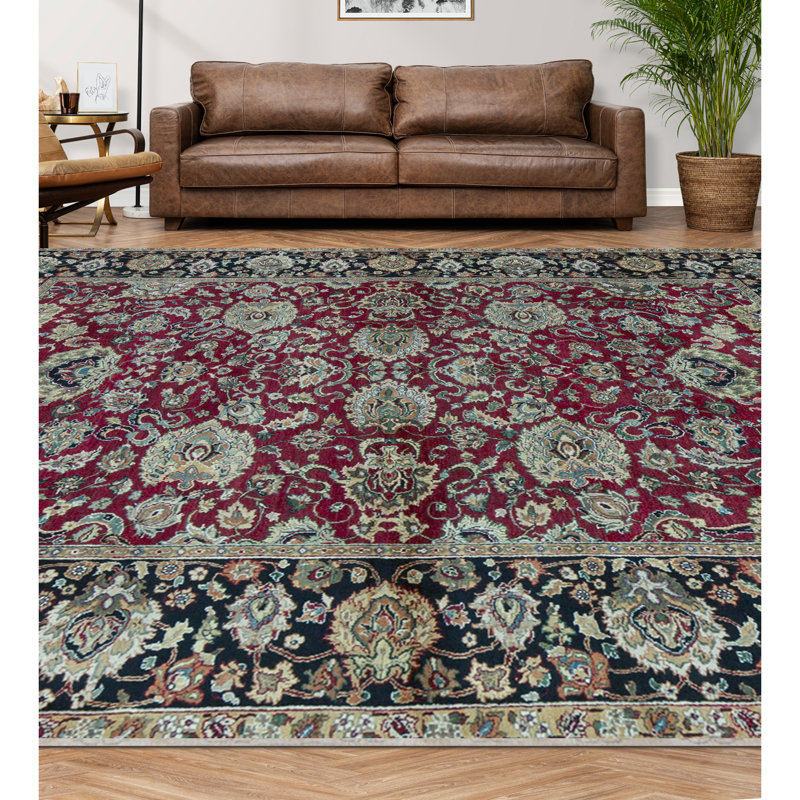 Sona Wool Oriental Area Rug in Red/Black