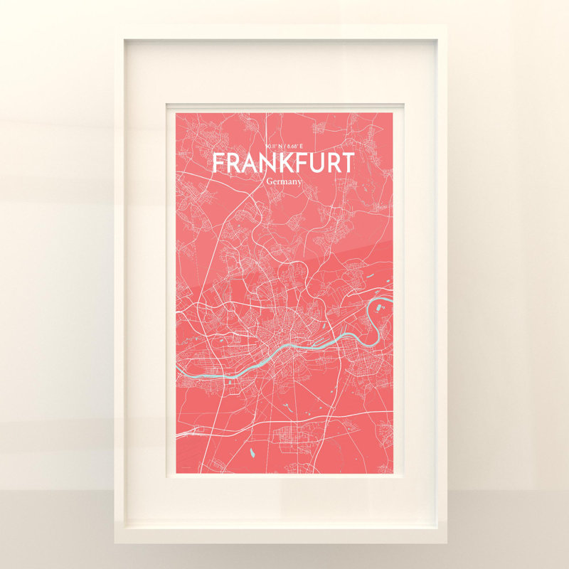 Frankfurt City Map In Maritime - No Frame Print, 17cm H x 11cm W x 0.05cm D