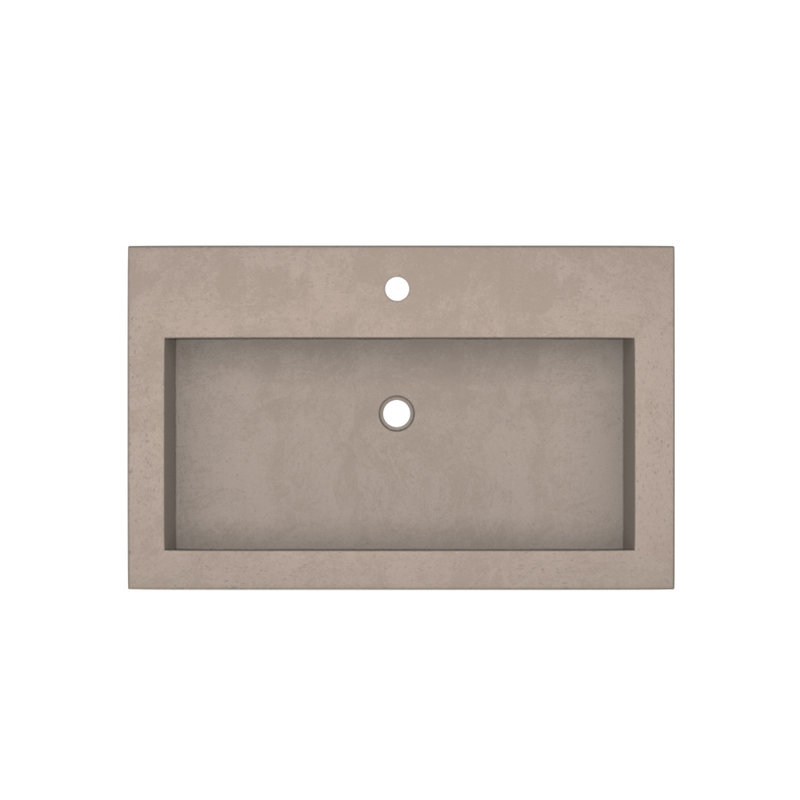Trough Handmade Rectangular Drop-In Bathroom Sink, Earth, Single Faucet Hole