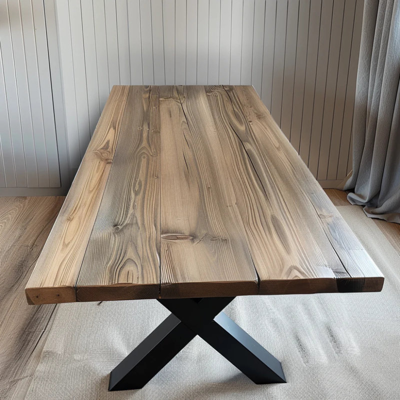 Reclaimed Rustic Wood Dining Table Chunky X Legs, 76 cm H x 100 cm W x 220 cm D