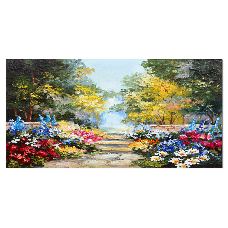 «Summer Forest with Flowers Landscape», reproduction sur toile tendue, H 16 po x l 32 po x P 1 po