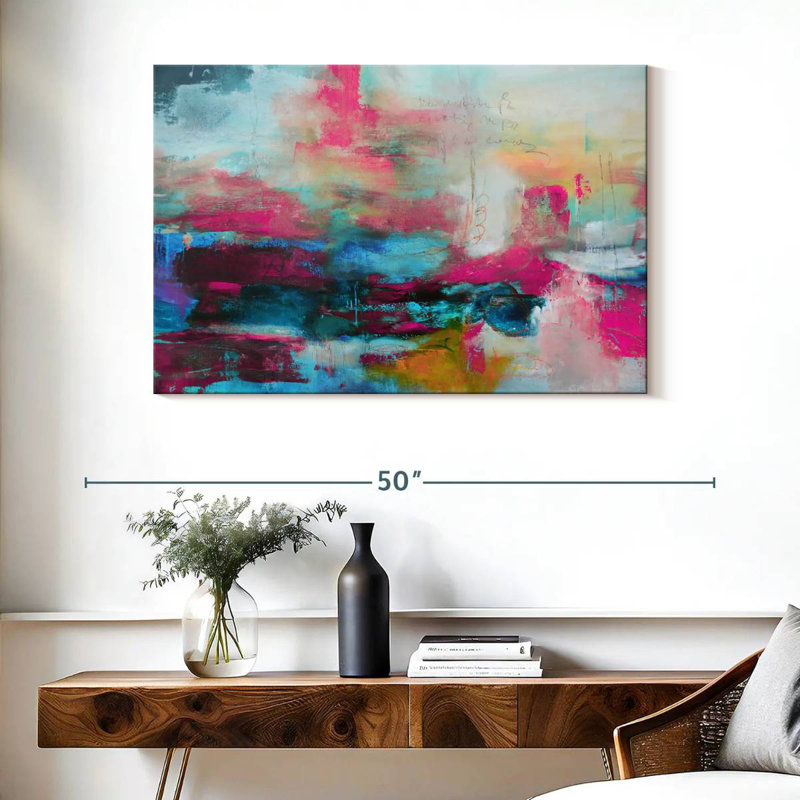 Avery Abstract Pink Aqua, 26" H x 39" W