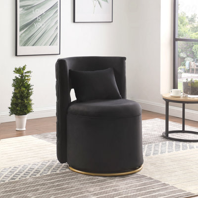 360° Rotatable Function Accent Chair With Storage Function, Velvet For Outdoor Patios Curved Chair With Gold Metal Base For Living Room, Nursery