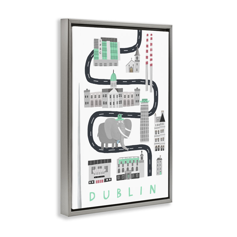 Cadre flottant Dublin City, par Carla Daly, Cadre flottant gris lustré, H 25 po x l 17 po