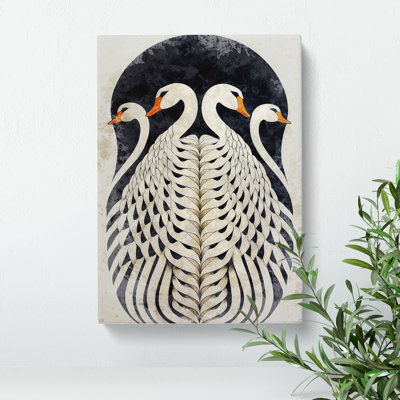 Art Deco Swan - Wrapped Canvas Print