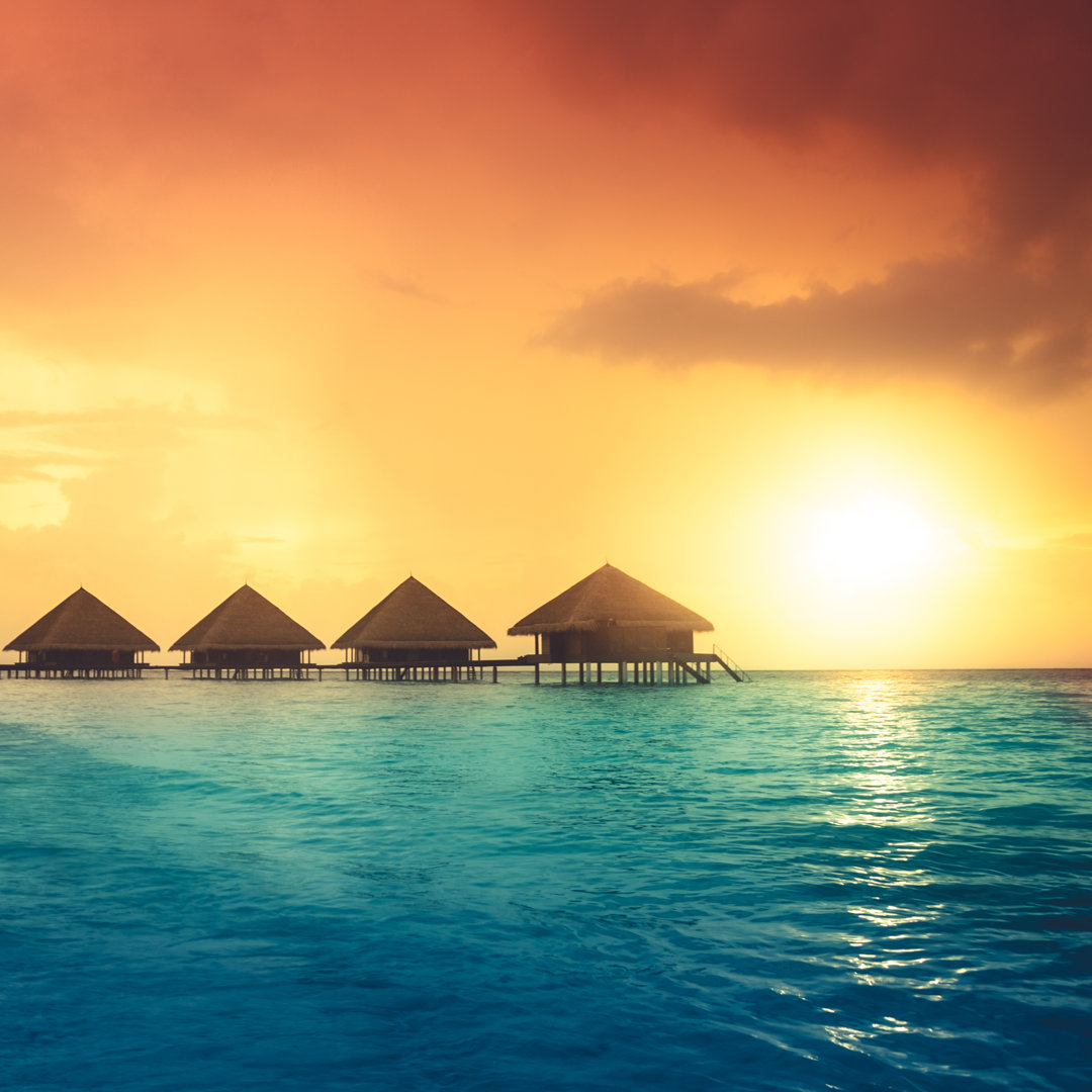 Sunset On Maldives Island - Wrapped Canvas Print