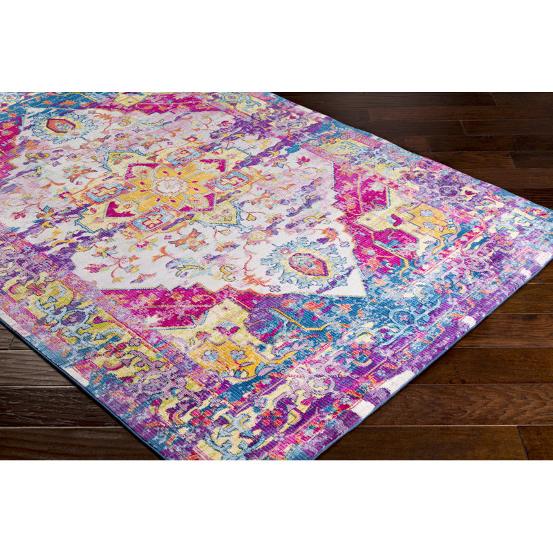 Tapis rose vif/rose/bleu Tillamook, Rectangle 7 pi 10 po x 10 pi 3 po