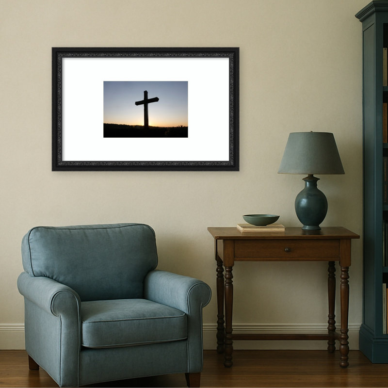 «Cross At Dusk» par Le Bec Hellouin, Eure, impression sur bois encadrée