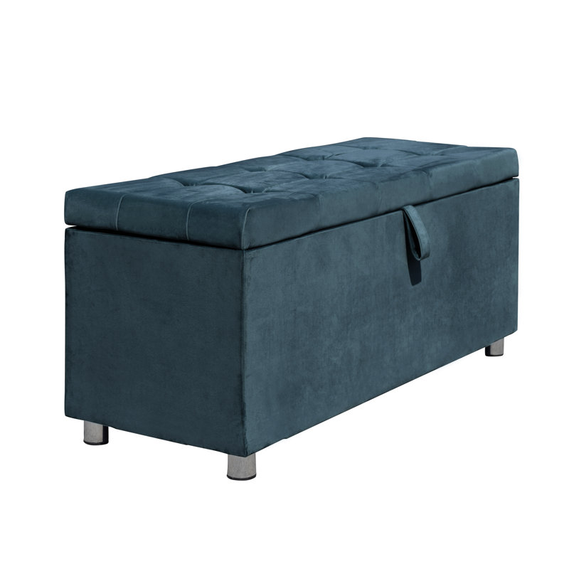 Greco Upholstered Storage Bench, Blue
