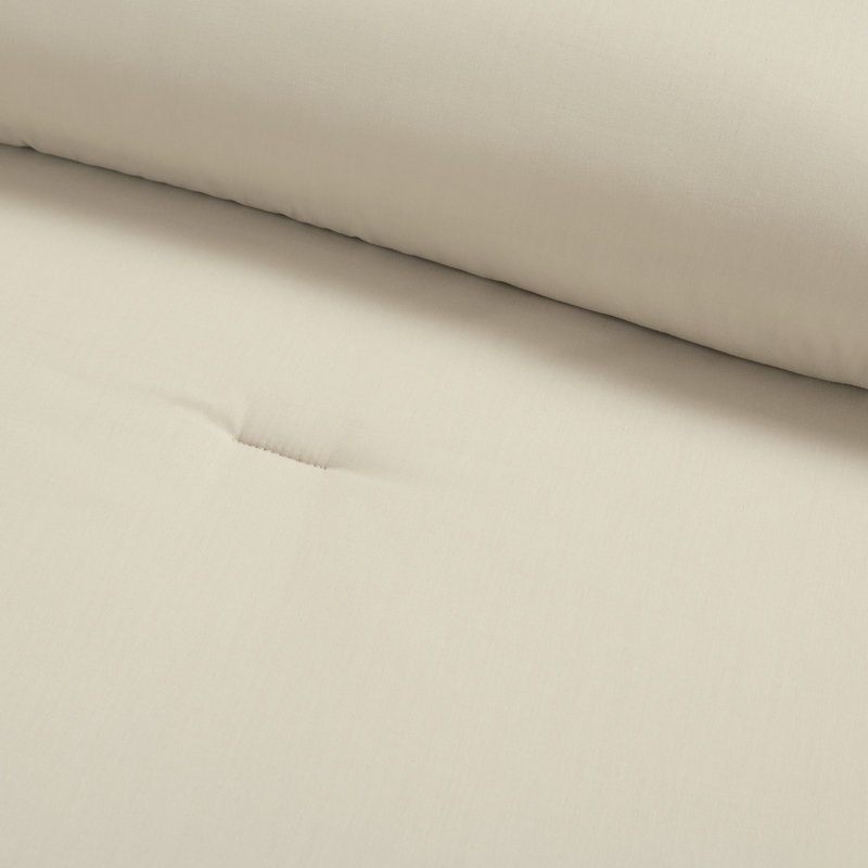 Hampton Double Flange Embroidered Contrast Edge Comforter 3 Pieces Set, King Comforter + 2 King Shams, Beige