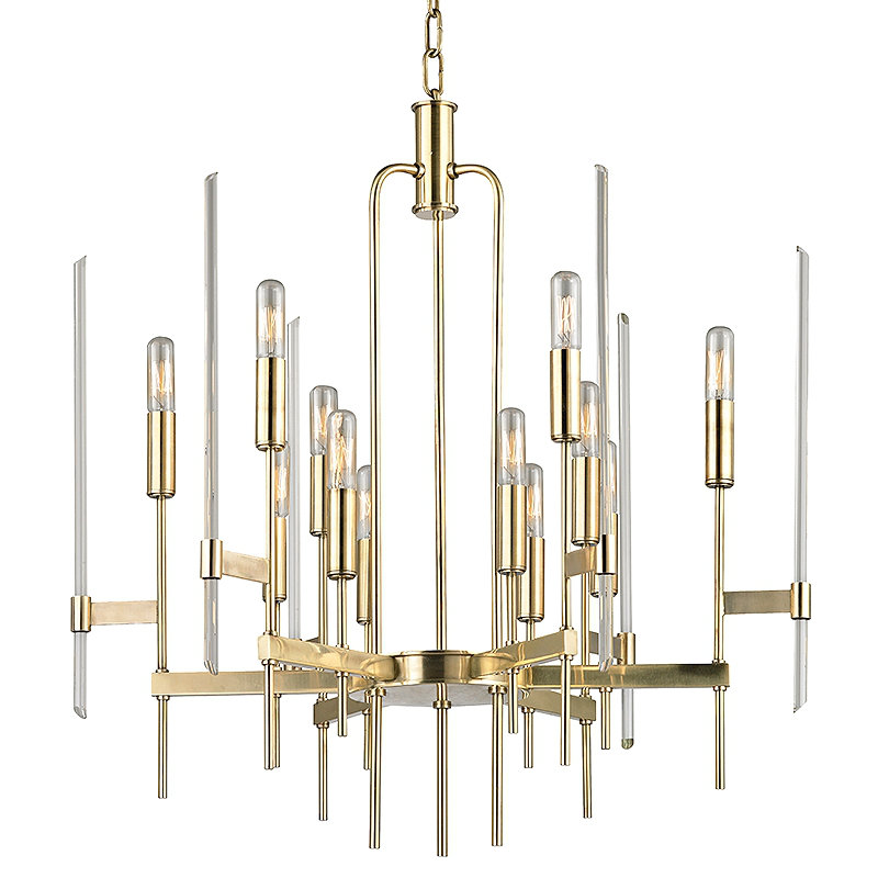 Bari 12 Light Chandelier, Aged Brass