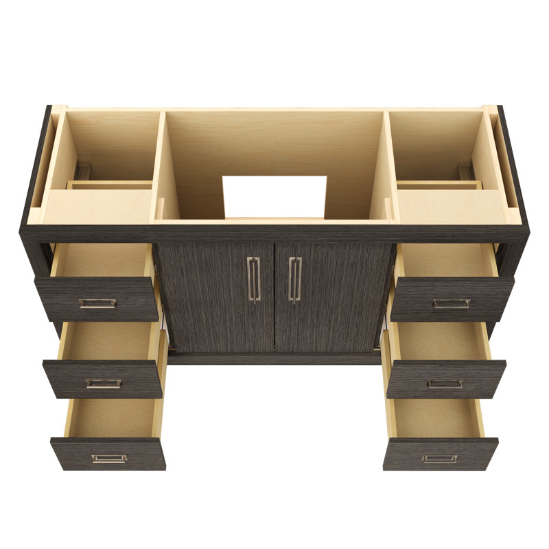 Avalon Single Extra Wide Bath Vanity, 60", Gray Weathered, Satin Nickel