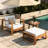 Wood Outdoor Seating Solution Collection - Chair, & Compact Side Table - Cushion Fabrics For Sun Relaxation Waterproof Cushions Balcony Use-444694039