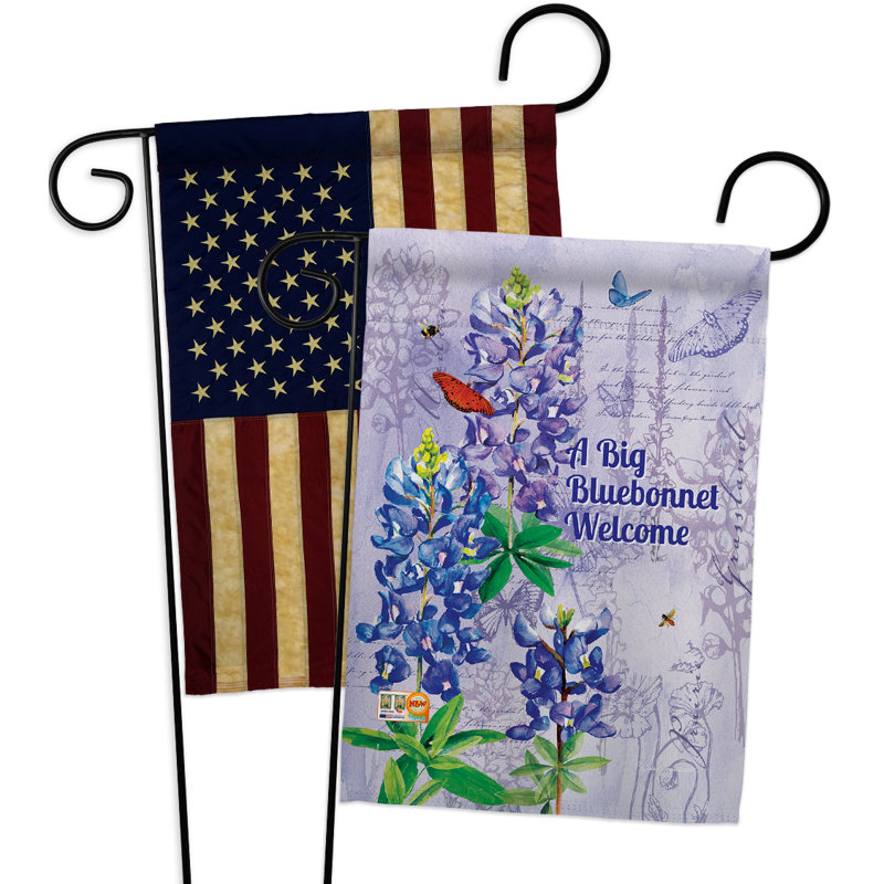 Bluebonnet impressions décoratives de polyester de 2 côtés 19 po x 13 po  drapeau de jardin