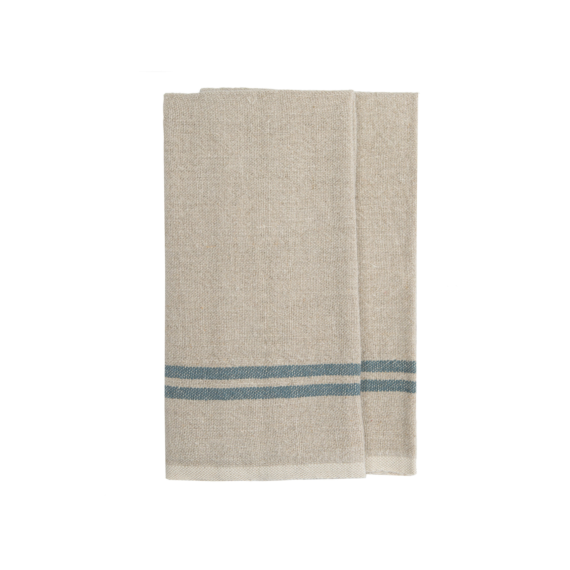 Brookline Stripe Tea Towel Kitchen Towel, Natural/Blue