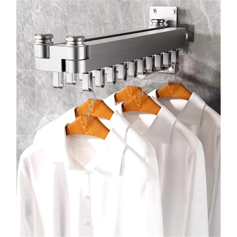 Foldable Stainless Steel Drying Rack For Balcony, Wall-Mounted Drying Rack, Extendable Drying Rod - The Ultimate Laundry Companion