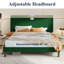 Lit plateforme tapissier en velours avec tête de lit capitonnée verticale ajustable-333766810-333766811