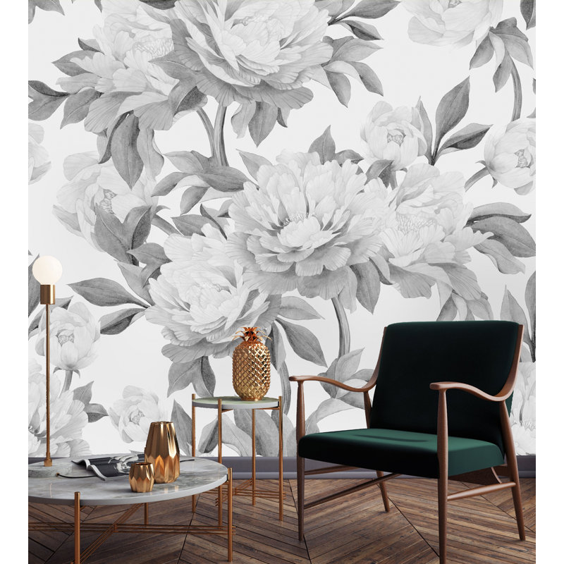 Panneau mural 4 pièces pivoines Kuala, L 8,33 pi x l 100 po