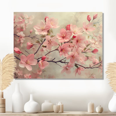 Pink Grey Apple Blossoms Of Spring II - Apple Blossom Wall Art Print