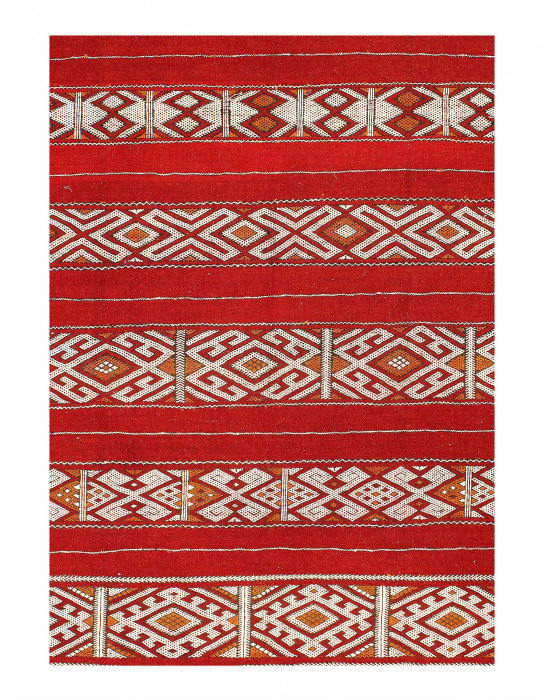 Tapis rectangulaire moyen en laine sur coton Jakil de conception unique 7 pi 03 po x 5 pi 06 po Jakil