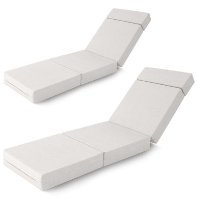80" 2 Pack Outdoor Chaise Lounge Cushions, Waterproof, Removable & Washable Cover, All-Weather Replacement Cushions for Backyard Pool Garden, Beige/L