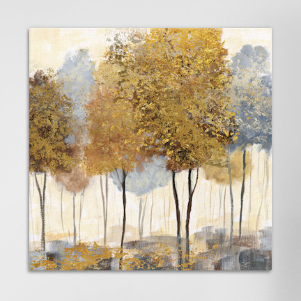 Forest i, reproduction d’art sur toile tendue, H 37 po x l 37 po x P 1,5 po, Toile avec cadre noir, Pas de tapis