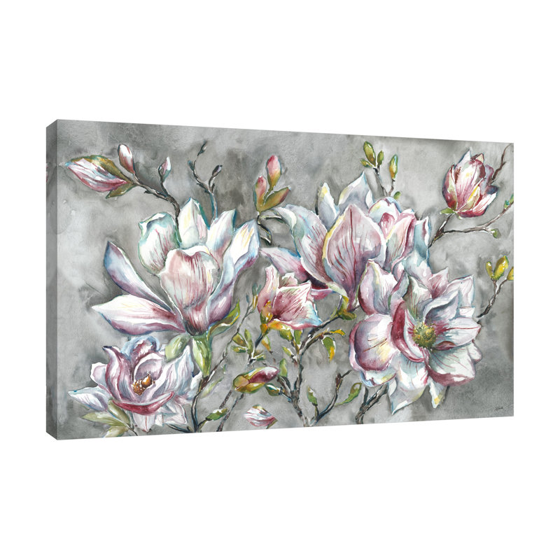 «Magnolia on Light Grey» par Tre Sorelle Studios - reproduction sur toile, 10 po x 15 po