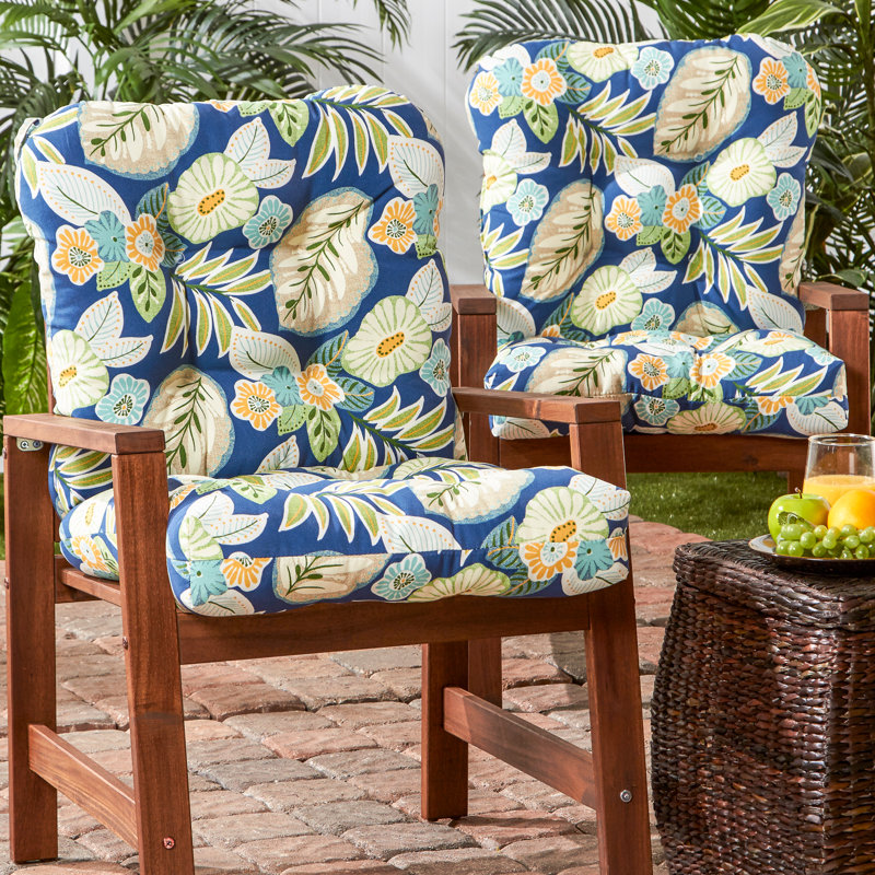 Lester Outdoor Chair Cushion, 2, Marlow Blue Floral, 21" H x 21" W x 21" D
