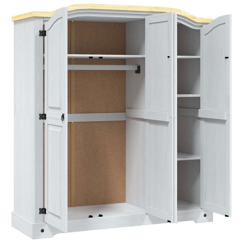 Lonepine 3 Door Solid Wood Wardrobe, White