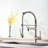 Single Handle Pull Down Kitchen Faucet In Brushed Nickel, 360-Degree Rotation, Stable Structure Commercial With Spray, Rotation Option-934848012