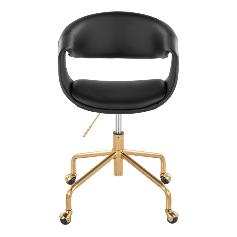 Arshad Upholstered 4-Star Task Chair, Black, Gold