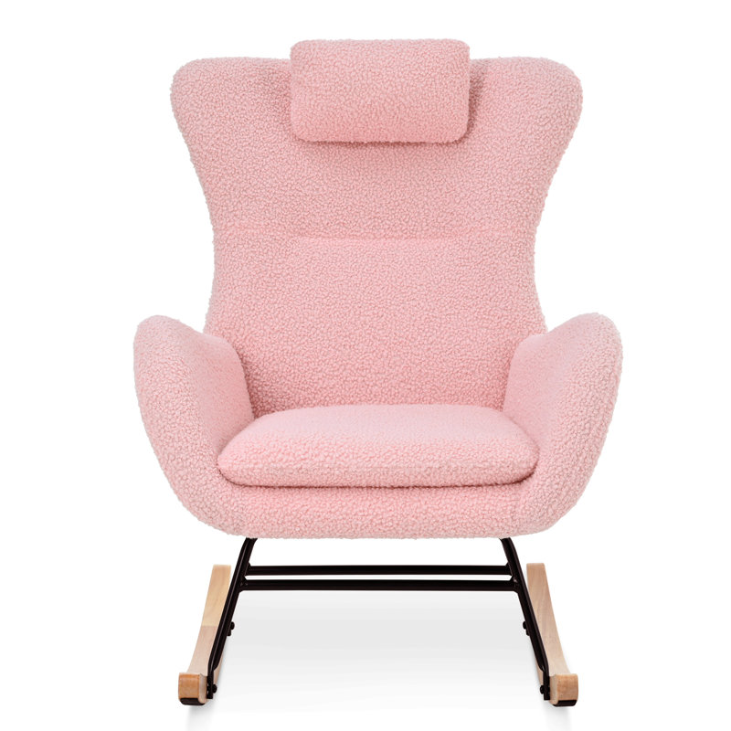 Khmari  Modern Rocking Chair with High Backrest , Pink