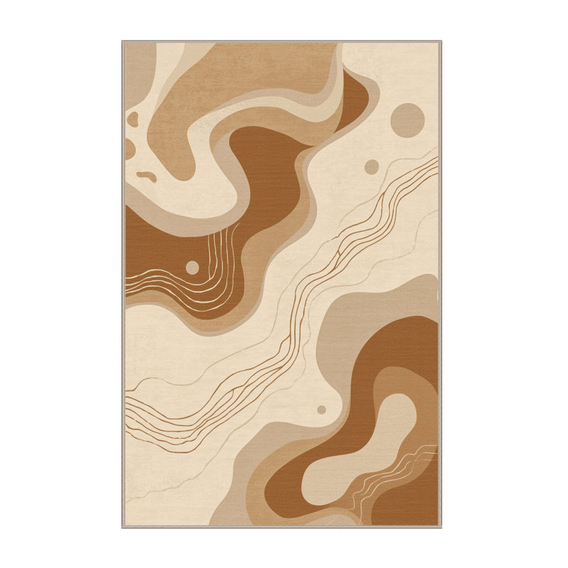 Tapis abstrait doux et moelleux Eaddy Eclectic - beige, 5 x 8