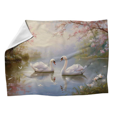 Swans Nature Machine Printed Throw Blanket