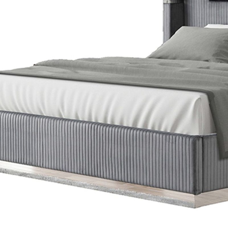 Lit standard tapissier Ashray, Très grand lit, Gris