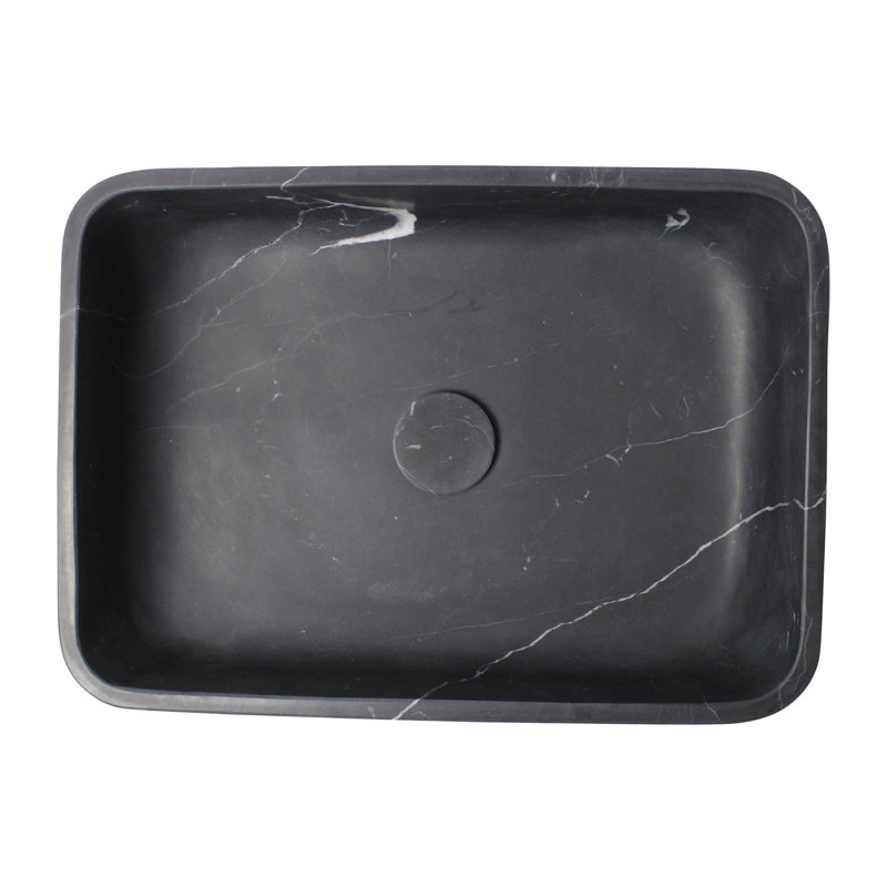 Barclay Maxton 12.75'' Marble Rectangular Bathroom Sink, Honed Black Forest Marble