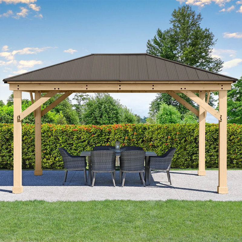 Meridian Series 3.7m x 6m Manufactured Wood Modern Gazebo, 318cm H x 365cm W x 487cm D
