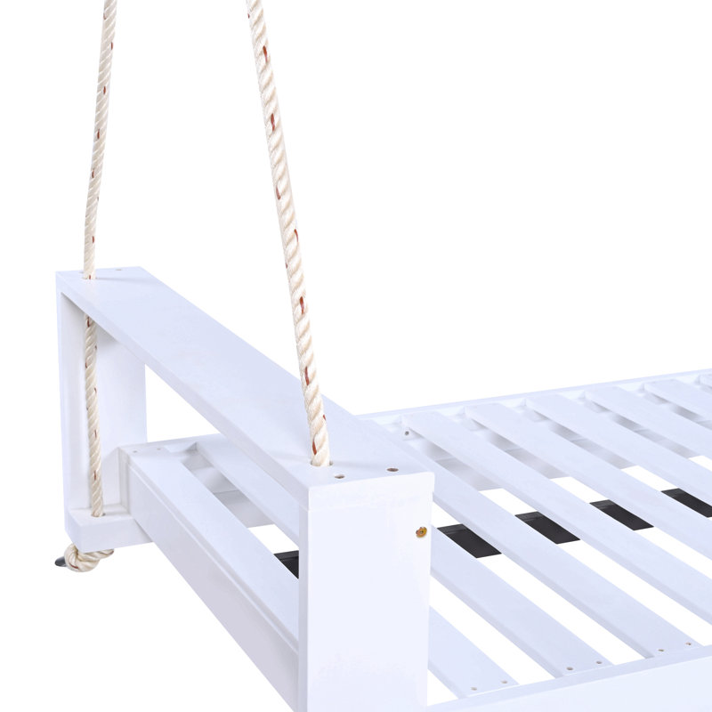 Ensemble de balançoires pour lit simple de véranda, structure de patio en bois d'acacia avec cordes en chanvre pour le jardin, la cour arrière