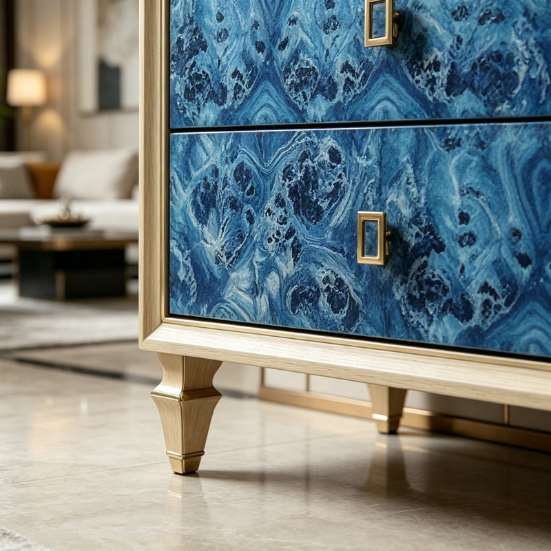 Commode d'appoint bleue de style minimaliste