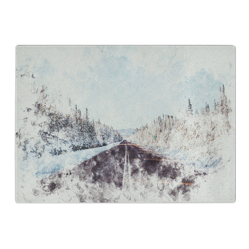 Tempered Glass Road Through a Forest in Canada Chopping Board, 28.5 cm x 39 cm