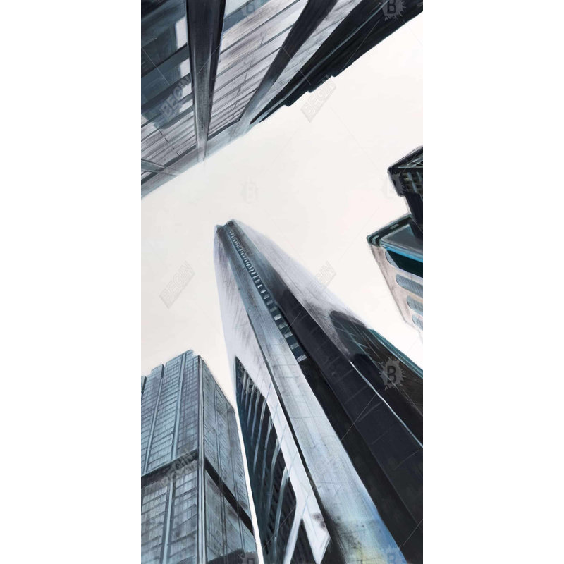 Perspective View of Skyscraper - Contemporary Canvas Art