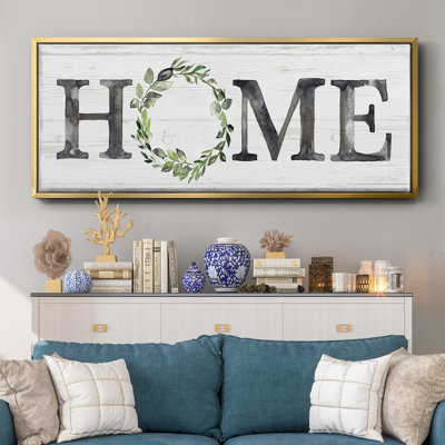 Gray Home Wreath- Framed Canvas