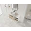 Meuble-lavabo flottant de conception moderne avec lavabo d'art en céramique, dalle de pierre plate et petites tablettes de rangement
