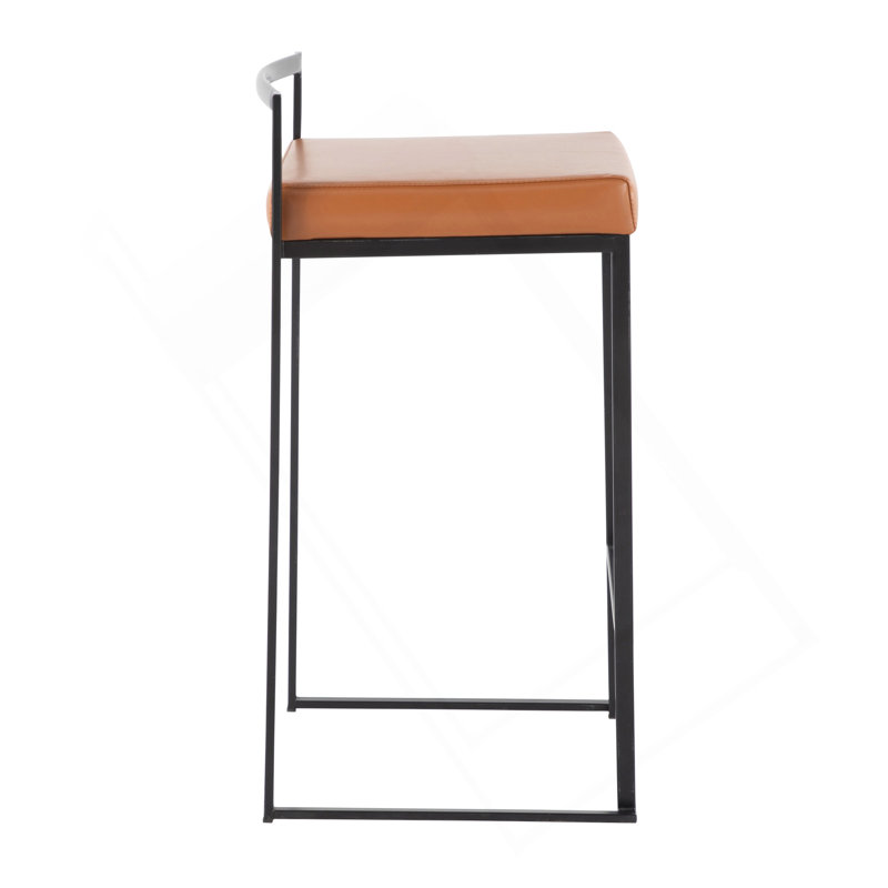 Tabouret de comptoir empilable Fuji, Noir, Chameau