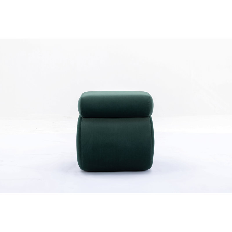 S-Shape Velvet Fabric Ottoman Makeup Stool Footstool, Dark Green Velvet