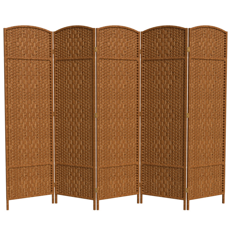 71" Tall Diamond Weave Fiber 6 Panel Room Divider, 4, Natural