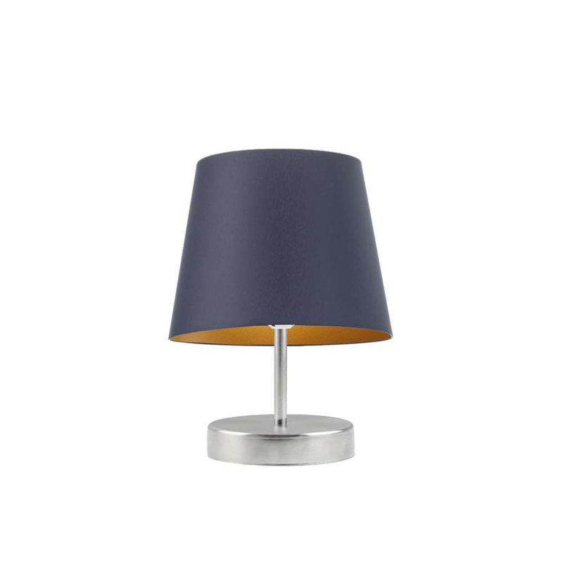 Honoria Metal Table Lamp, Brushed Steel, Navy