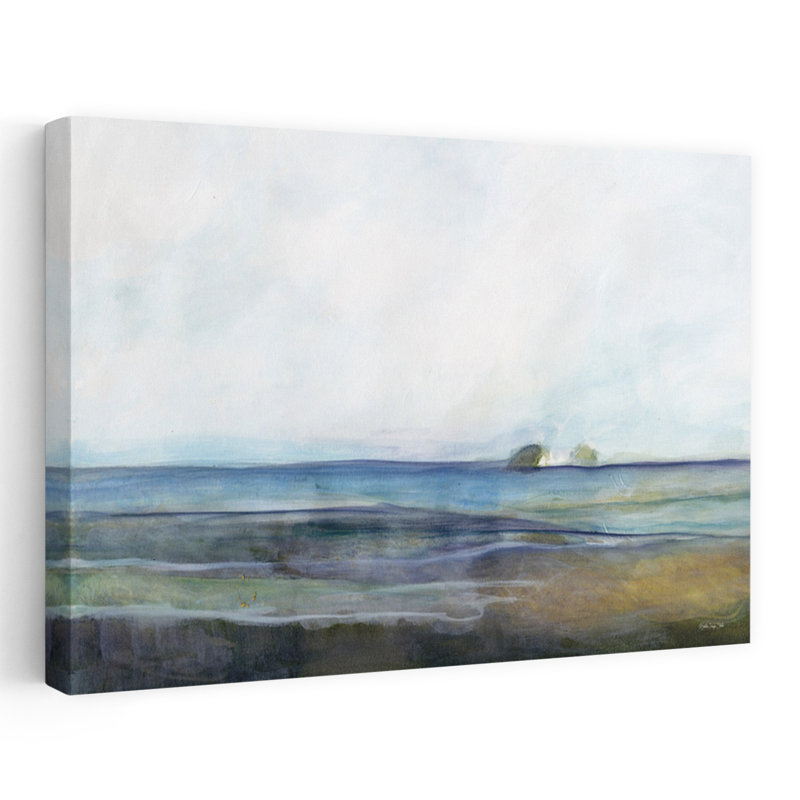 «Distant View 1 Abstract Contemporary Landscape Ocean Art», H 16 po x l 24 po