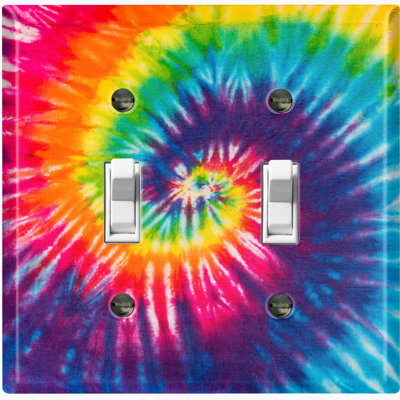 Metal Light Switch Plate Outlet Cover (Colorful Tie Die - Double Toggle)
