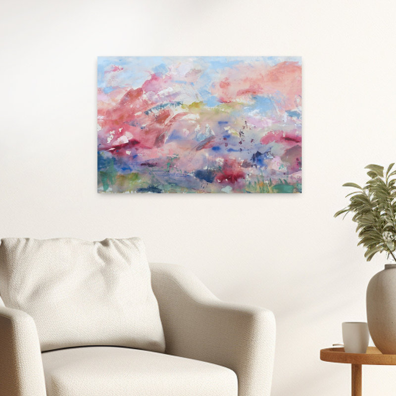 Perdus dans le temps et l'espace abstrait coucher de soleil contemporain, impression d'art mural, H 16 po x l 24 po